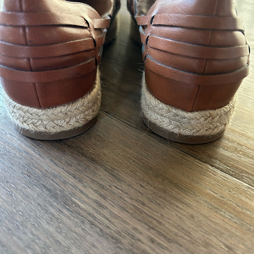 NWOT Sam & Libby Women's Brown Leather Boho Espadrille Flats Size 10 - Picture 4 of 8
